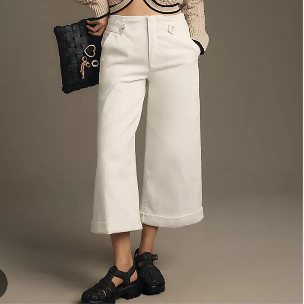 Anthro MAEVE CROPPED EX HIGH-RISE WIDE-LEG JEANS. Size 29. NWT. - Picture 1 of 4